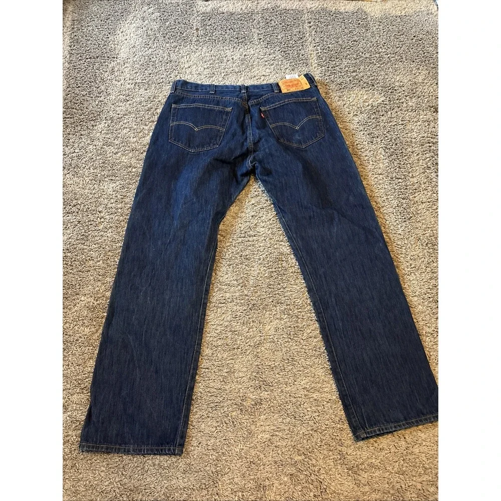 Levis 501 Jeans Mens 40x32 Blue Denim Pants Button Fly Workwear Dark Wash‎ FLAW